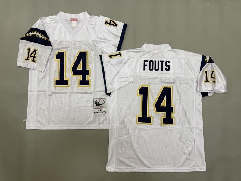 Men 2025 Los Angeles Chargers 14 Fouts white Throwback Limited NFL Jersey style 002